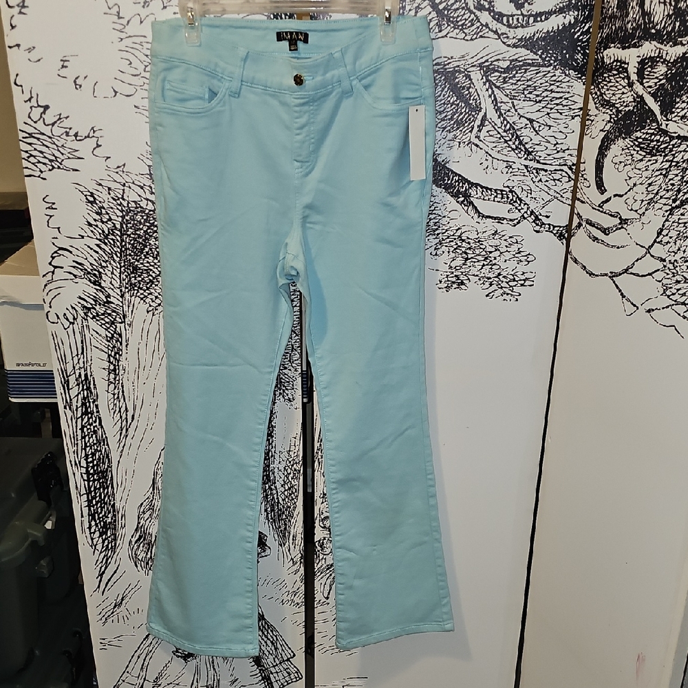 IMAN Wide Leg Pants in Light Blue